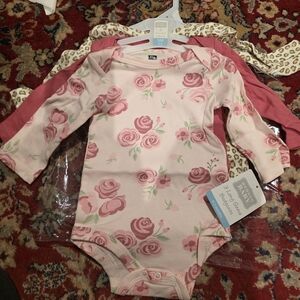 NWT Floral Pink, Solid Pink and Animal Print Baby Onesies - 3